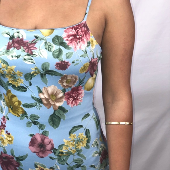 Blue Floral Short Dress - Picture 3 of 3